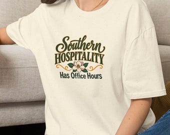 Southern Hospitality Has Office Hours Adult Unisex T-Shirt | Retro Floral Design