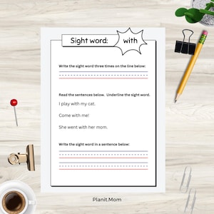 Sight Words Workbook: Kindergarten & 1st Grade Reading Practice (Digital Download)