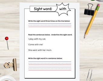 Sight Words Workbook: Kindergarten & 1st Grade Reading Practice (Digital Download)