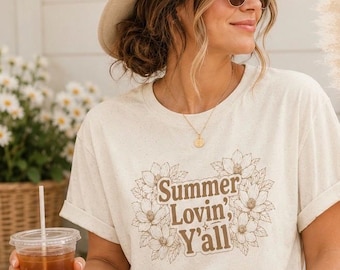 Summer Lovin Yall Magnolia Flower Graphic Tee, Southern Grace Cream T-Shirt