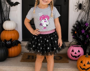 Pink Pigtail Ghost Kids T-Shirt | Cute Cartoon Ghost with Pink Hair