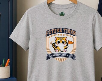 Future Tiger Kid’s Tee | Cute Tiger Mascot Crest, Currently Just a Cub