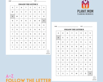 A-Z Letter Maze Worksheets: Preschool Kindergarten Printable (Instant Download)
