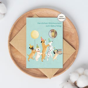 Geldgeschenk Geburtstag PDF | Kinderfeestje |  Hunde Wunscherfüller afdrukbaar | Last Minute cadeau-idee | Zelfgemaakte Ausdrucken Sofort downloaden