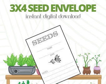 Printable Seed Envelope // Digital Garden // Print Your Own Envelope // 3x4 // Garden Gift // Printable Seed Packet