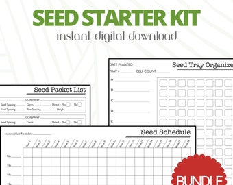 Seed Starter Garden Planning Kit // Seed Packet List / Seed Starter Schedule / Tray Organizer // Digital Download