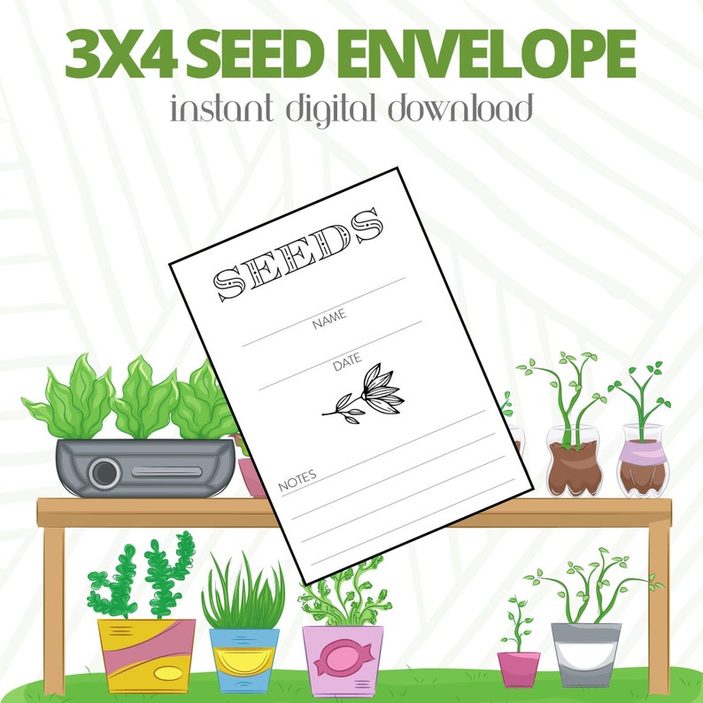 Printable Seed Envelope // Digital Garden // Print Your Own Envelope // 3x4 // Garden Gift // Printable Seed Packet image 1