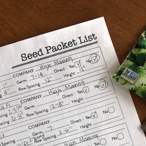 Seed Packet List / Inventory Digital Download - Printable Garden ...