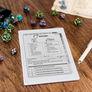 Pathfinder 2e Remaster player Supernote and tablet journal, Manta Nomad RPG notebook, Alchemist class pages, grayscale