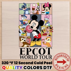 Disney Epcot Dtf Transfer, Epcot World Tour Dtf, Mickey And Friends Shirt, Disneyland Dtf, Disney Trip Dtf, Disney Ready To Press