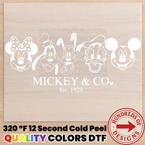 Mickey & Co Dtf Transfer, Mickey Minnie Ready To Press, Donald Duck Heat Transfer, Goofy DTF Prints, Custom Transfers