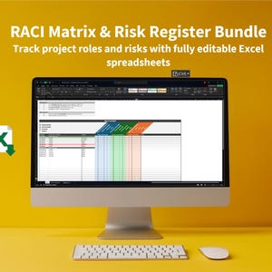 Projectbeheer Excel-sjabloonbundel | RACI-matrix en risicoregister | Tool voor het volgen van rollen en risico