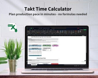 Calculadora de tiempo takt / Diseño limpio / Manufactura eficiente / Descarga instantánea de Excel