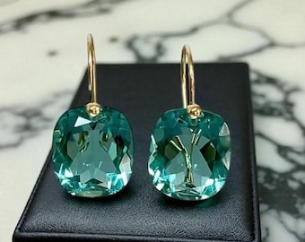 14K/18K SOLID GOLD Tourmaline Earrings, Tourmaline Drop Earring, Green Tourmalime Eqarring, March Birthstone earring, Tourmaline Jewelry.