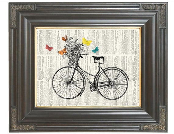 Items similar to French bicycle print on dictionary page COUPON SALE ...