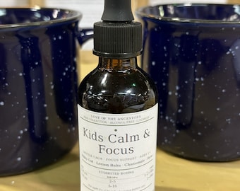 Kids Calm & Focus Glycerite | Alcohol-Free Herbal Drops | Ages 2+ | 2 fl oz | Love of the Ancestors