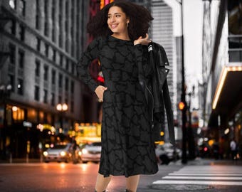 Shadow Ghost long sleeve midi dress