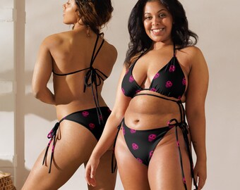 Pink Skulls String Bikini Set