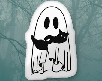 Ghostly Kitty Hugs Custom-shaped pillow