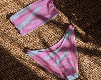 Cotton Candy Swirl Recycled bandeau bikini