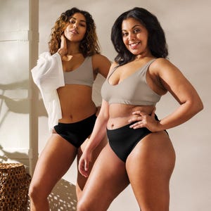 Straight Black High-Waisted Bikini Bottom