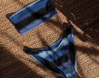 Blues and Black Recycled bandeau bikini