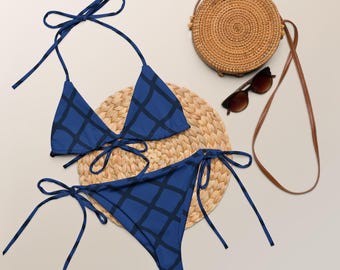 Blue Fencework Vibes string bikini