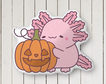 Axolotl Pumpkin Custom-Shaped Pillow