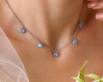 Collana personalizzata con pietra portafortuna, collana delicata in oro, regalo per damigella d'onore, regalo di compleanno per lei, gioielli minimalisti, collana da sposa