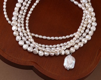 Collana di perle a 5 strati, collana con pendente di perle barocche, collana da sposa, gioielli da matrimonio, collana di perle di grande effetto
