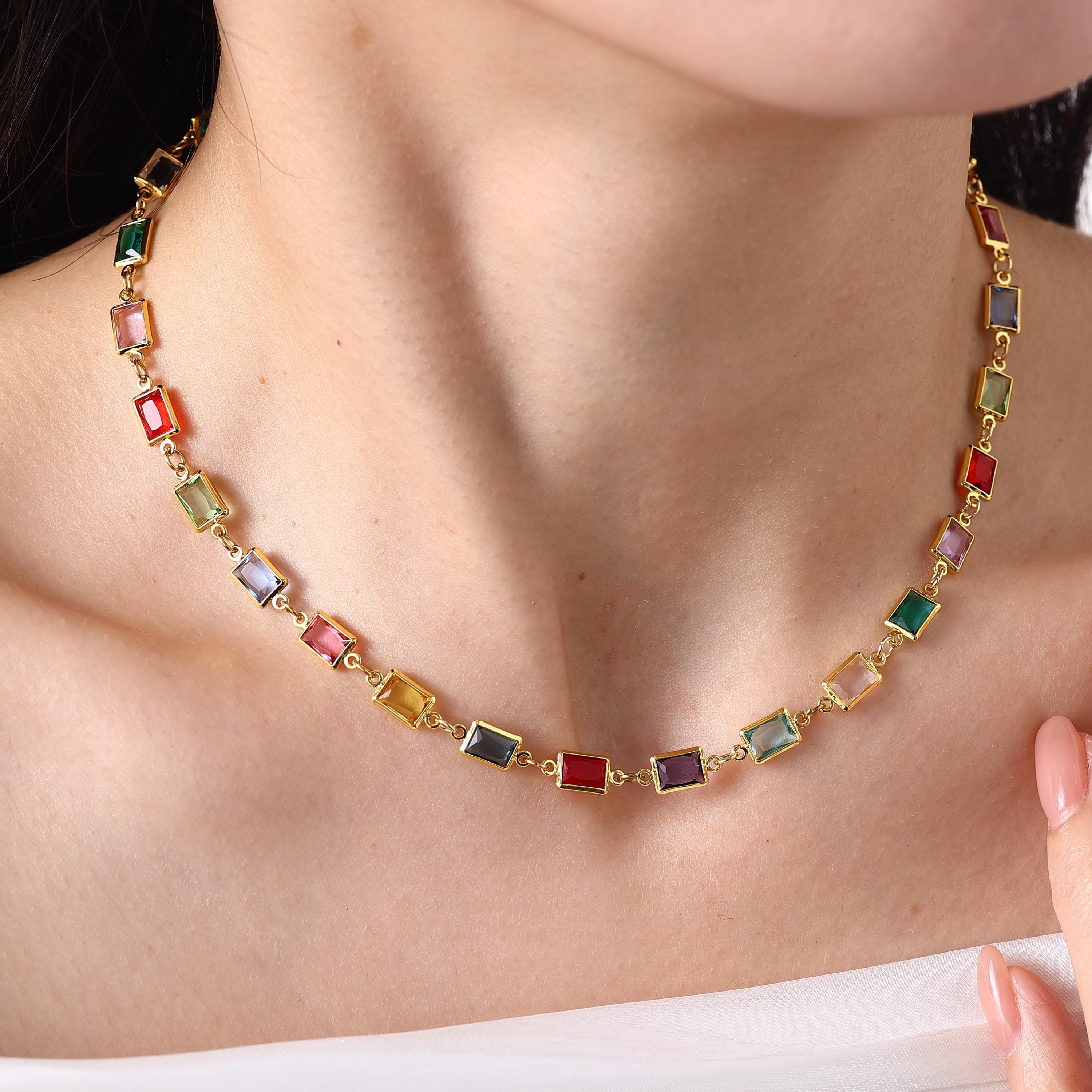 Statement Rainbow Glass Necklaces With Silver - Etsy