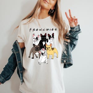 Camiseta de Bulldog Francés – Bonita camiseta con estampado "Frenchies" para amantes de los perros – Divertida camiseta de bulldog francés de dibujos animados para mujeres, dueñas de mascotas y mamás de perros