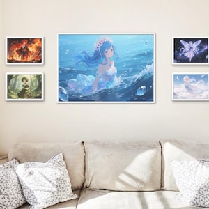 Anime Girls of the Elements,anime poster set  ,ai anime decor ,gaming room anime print,printable anime girl ,anime girl wall art