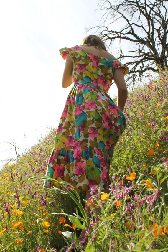 BLOSSOM 1960's Vintage Dress Kitsch Neon Color Sch