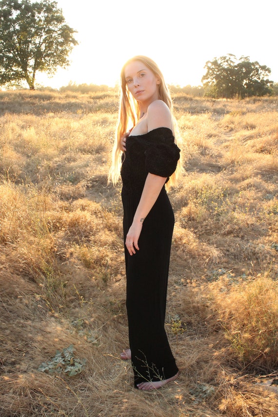 MIDNIGHT Romper Vintage 90's Velvet Jumpsuit Party
