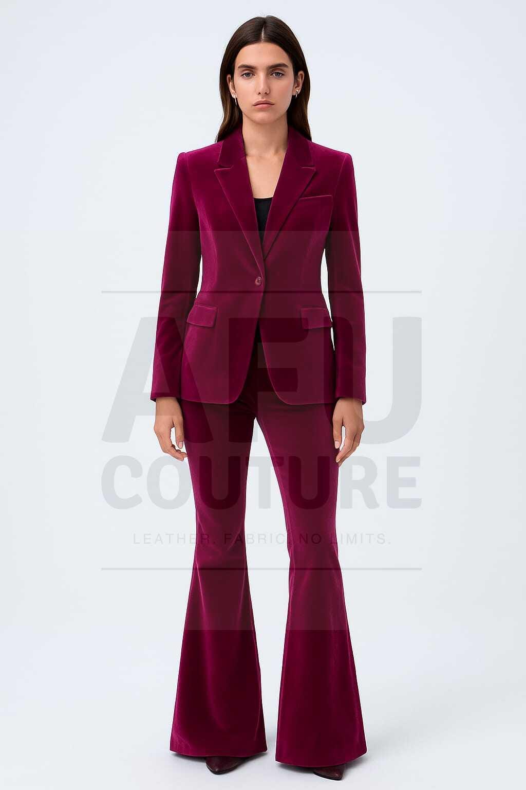 Burgundy velvet suit for women - Etsy 日本