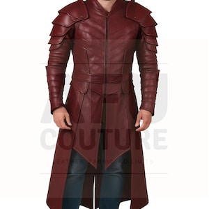 Handmade Cow Leather Armor Costume: Gothic Long Coat, LARP Cosplay