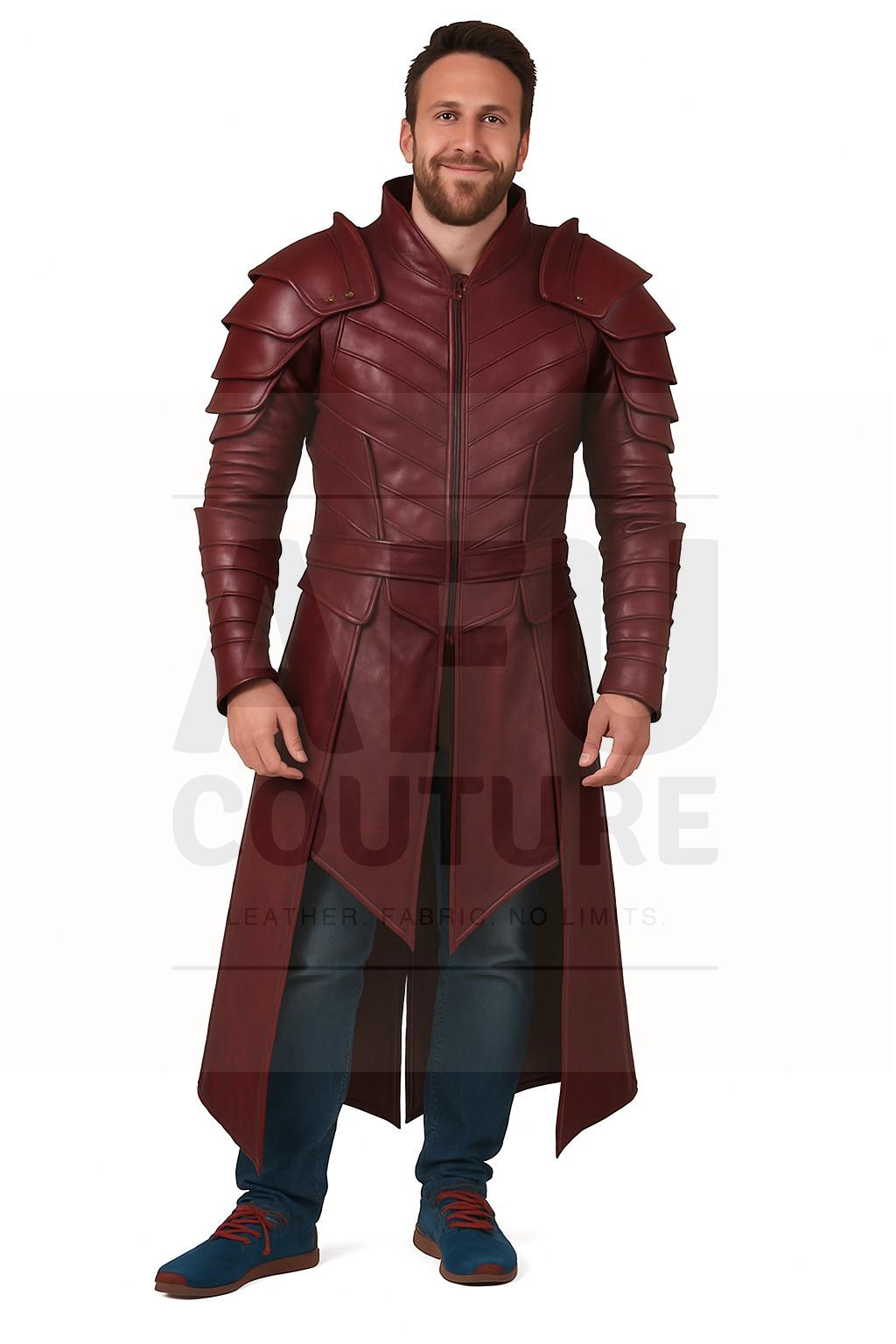 Handmade Cow Leather Armor Costume: Gothic Long Coat, LARP Cosplay
