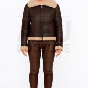 Genuine Sheepskin Shearling B3 Bomber Jacket - Dark Brown Aviator Coat
