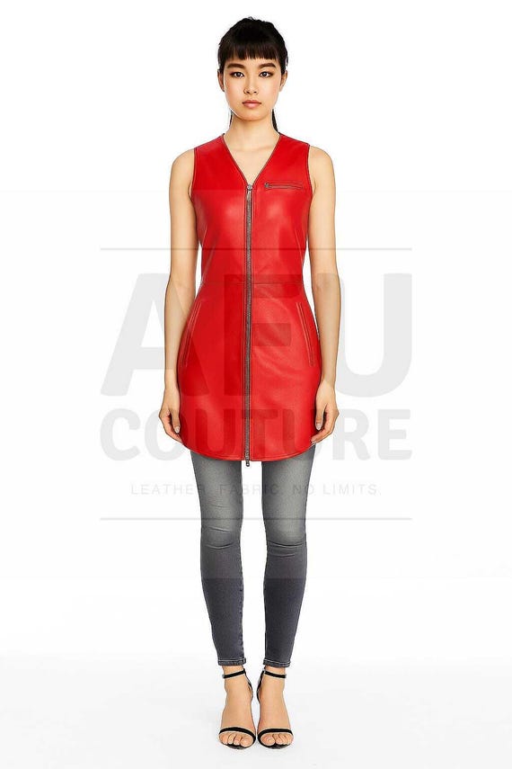 Red Leather Sleeveless Dress: Handmade Biker Tunic Vest - Etsy Canada Red Leather Sleeveless Dress: Handmade Biker Tunic Vest - Etsy Canada