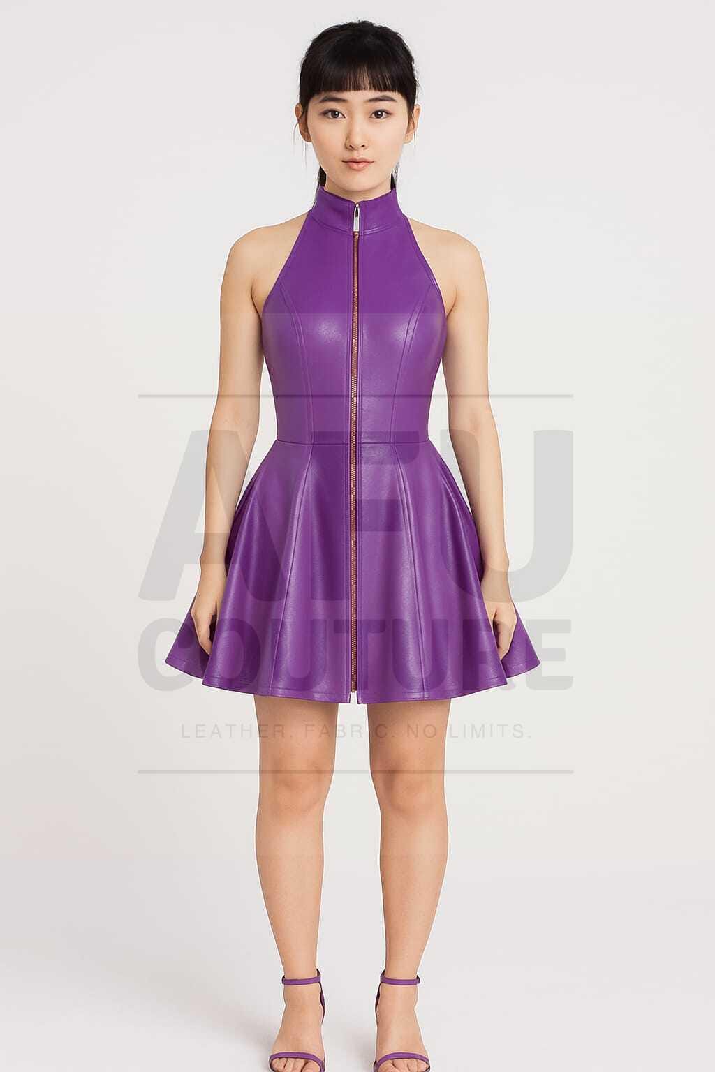dress barn faux leather jacket Faux Leather Halter Mini Dress main image 1
