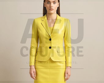 Completo blazer e gonna in vera pelle di pecora: abito formale da donna