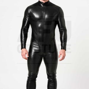 Men&#39;s Genuine Sheep Leather Catsuit: Full Body Suit with Zipper