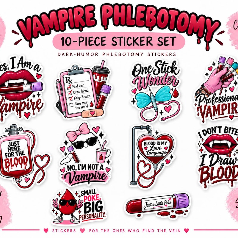 Drawing Blood Sticker Vampire Humor Stickers - Etsy