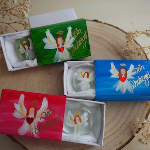 Dein Schutzengel Stein Glücksstein mit Geschenkbox - Taschenstein, Spirituelles Geschenk, Trost, Hoffnung, Mut, Handgemalt Mitbringsel Engel