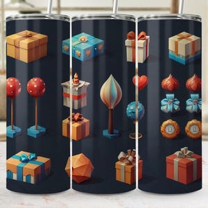 20oz Fathers Day Tumbler Wrap, Gift Box Tumbler Wrap, Festive Celebration Present Design Skin, Cute Modern Geometric Party Tumbler Wrap