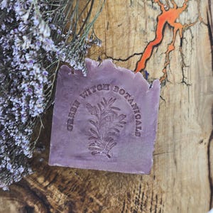 Lavender bloom body scrub. Botanical soap. Handmade natural skincare. Soothes and softens skin.