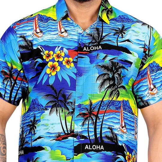 Palm Tree Button Down Hawaiian Shirt