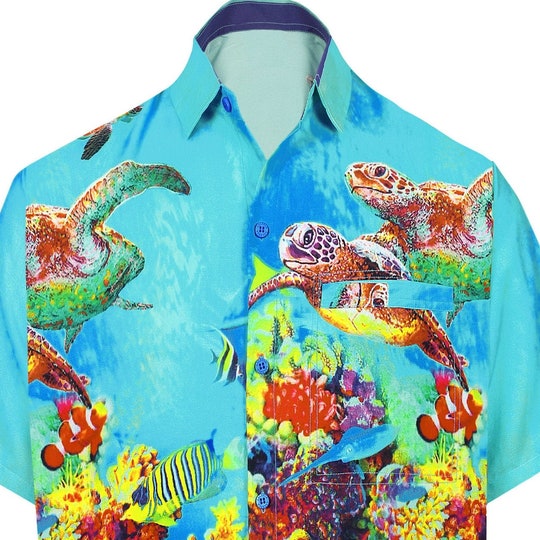 Crazy Aquarium Front Pocket Short Sleeve Hawaiian Shirt