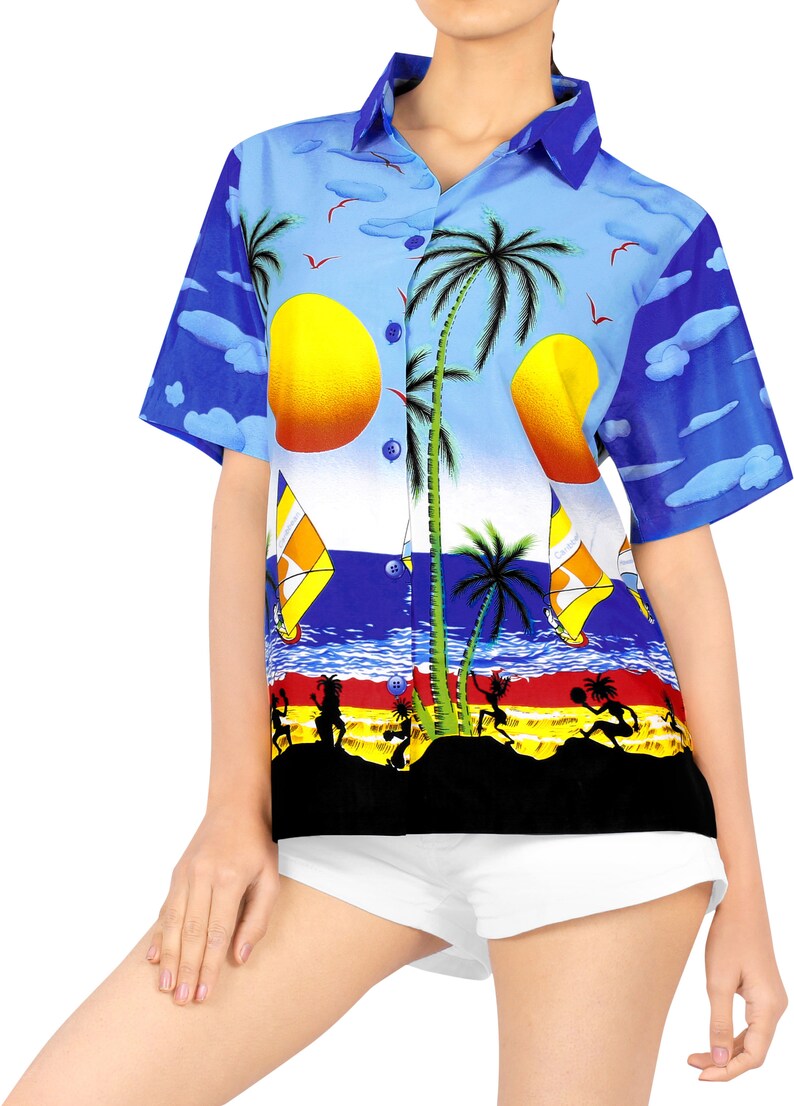 hawaiian print blouses plus size
